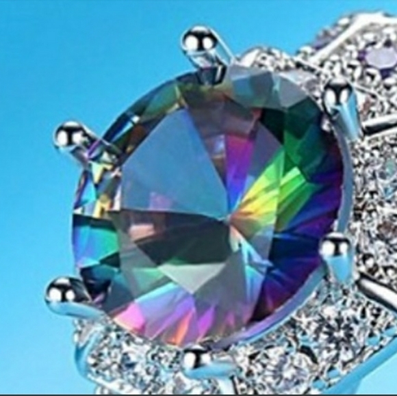 Sterling Silver Fire Rainbow Amethyst Hexagon Ring - Picture 2 of 13